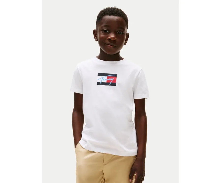 obrazek 1 Tommy Hilfiger T-Shirt Script Flag KB0KB09725 Biały Regular Fit