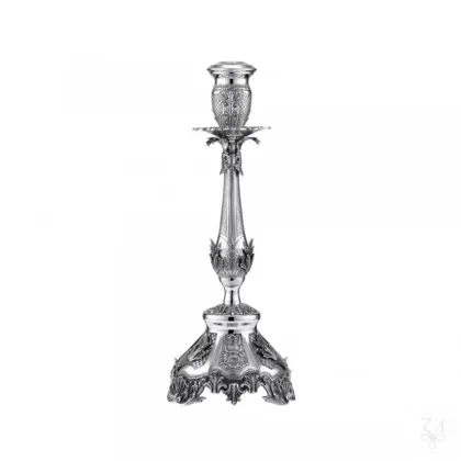 Zdjęcie Piękny stylowy pojedynczy srebrny świecznik Old New York - Zaramella Argenti