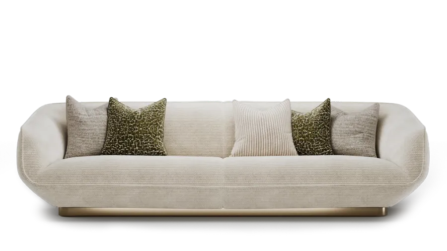 obrazek 4 Stylowa sofa tapicerowana z drewnianą konstrukcją i metalową podstawą