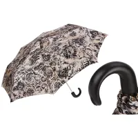 Picture A unique beige women's umbrella decorated with an original black floral motif - Pasotti