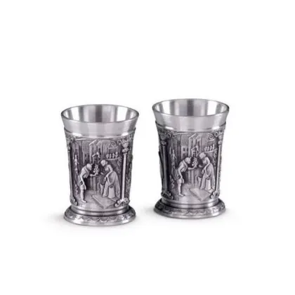 Zdjęcie Wysokiej jakości 2 kieliszki do wódki z cyny