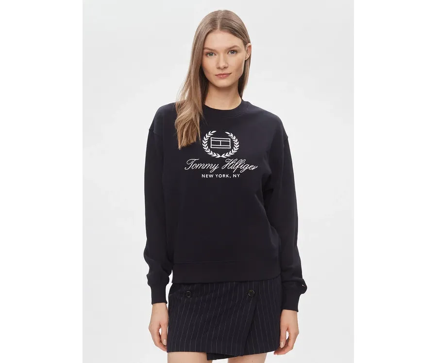 obrazek 1 Tommy Hilfiger Bluza Flag Script WW0WW41758 Granatowy Regular Fit
