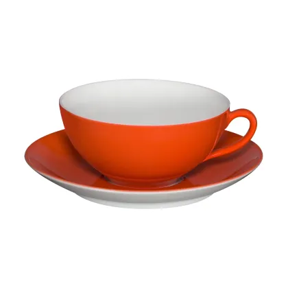 Picture Red porcelain tea cup and saucer from a colorful unique collection - 4 pieces - Vista Alegre