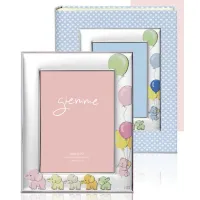 Zdjęcie Unikalny album na zdjęcia dziecka 20х25 cm w kolorze niebieskim zdobiony słonikami