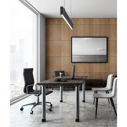 Zdjęcie 60x60x1,1 cm LD (Lamele) panel frezowany MDF fornir dębowy - ozdobna dekoracja ścienna 3D