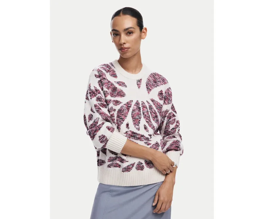 obrazek 1 Desigual Sweter Kamloops 24WWJF57 Écru Loose Fit