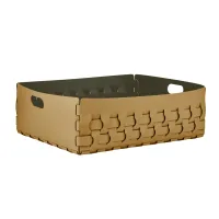 Picture Stylish Dubai basket 60x50xH20 cm made of mustard-colored leather