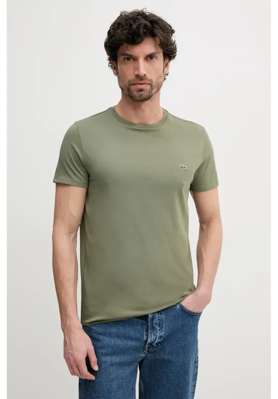 obrazek 1 Lacoste t-shirt bawełniany męski kolor zielony gładki TH6709