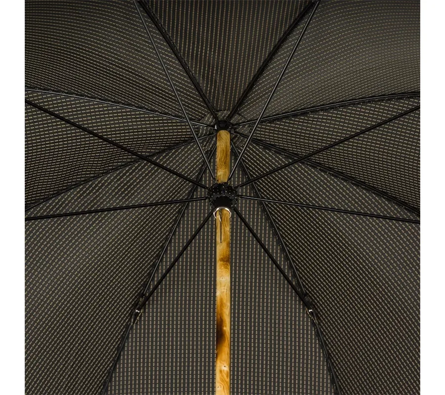 obrazek 5 Elegancki czarny parasol męski w geometryczny wzór z rączką z jesionu – Pasotti