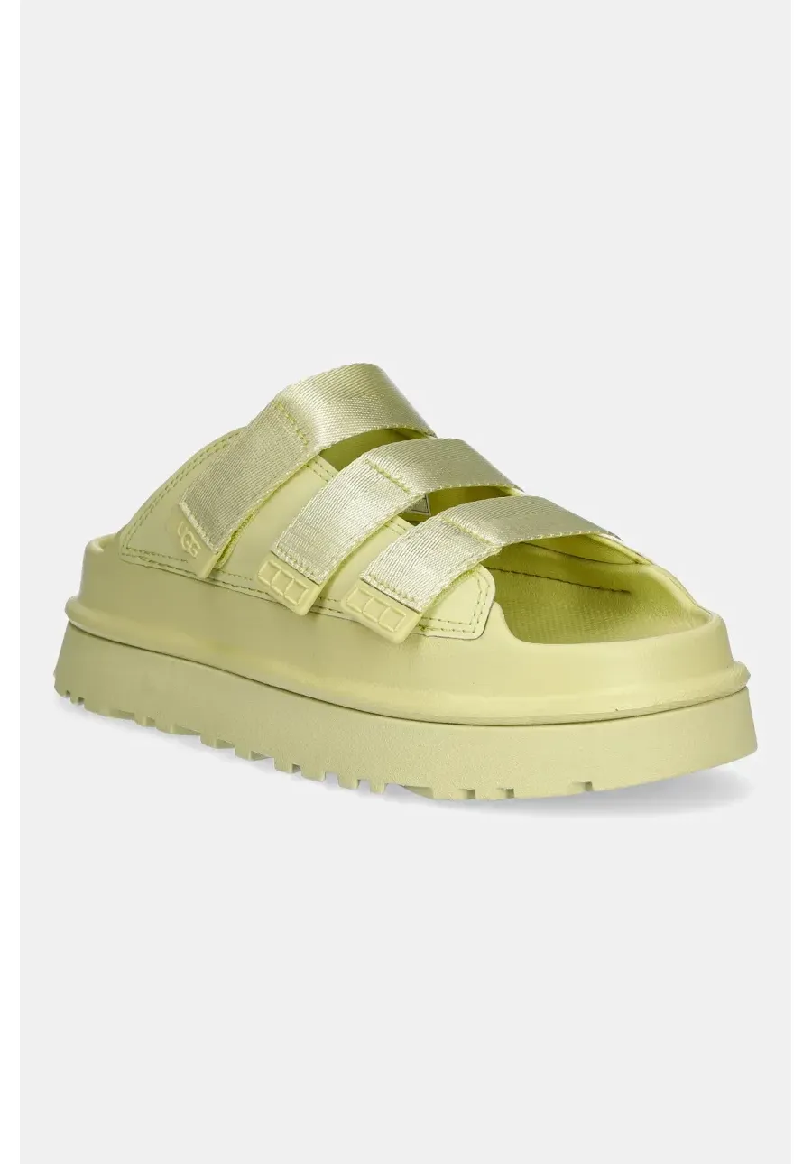 obrazek 1 UGG klapki Goldenglow Slide damskie kolor zielony na platformie 1167430-GLDN