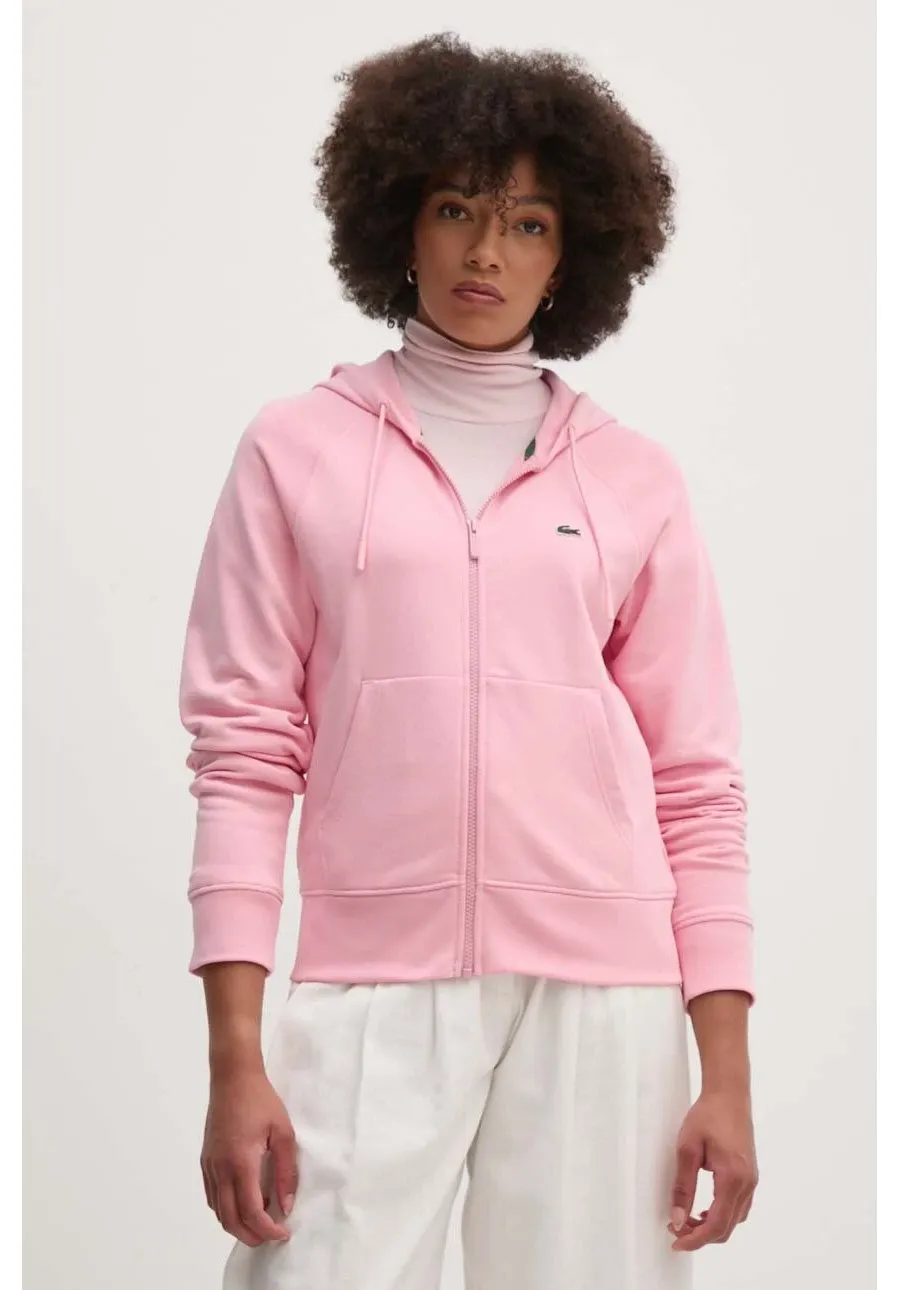 obrazek 1 Lacoste bluza damska kolor różowy z kapturem gładka