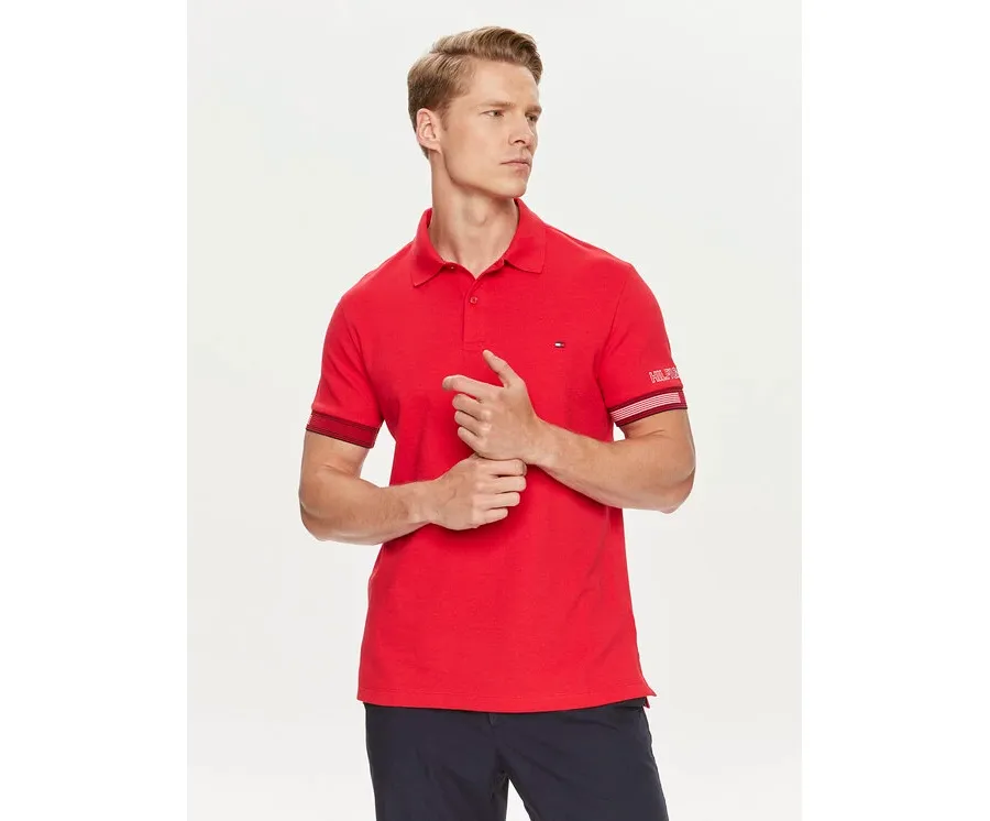 obrazek 1 Tommy Hilfiger Polo Flag MW0MW34780 Czerwony Slim Fit
