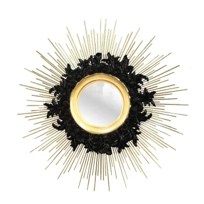 Picture Stylish mirror with wooden plant ornaments - Malabar