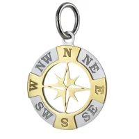 Picture Pendant with a wind rose in yellow and white gold