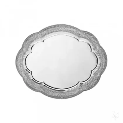 Zdjęcie Piękna stylowa srebrna taca zdobiona unikatowym motywem - Zaramella Argenti