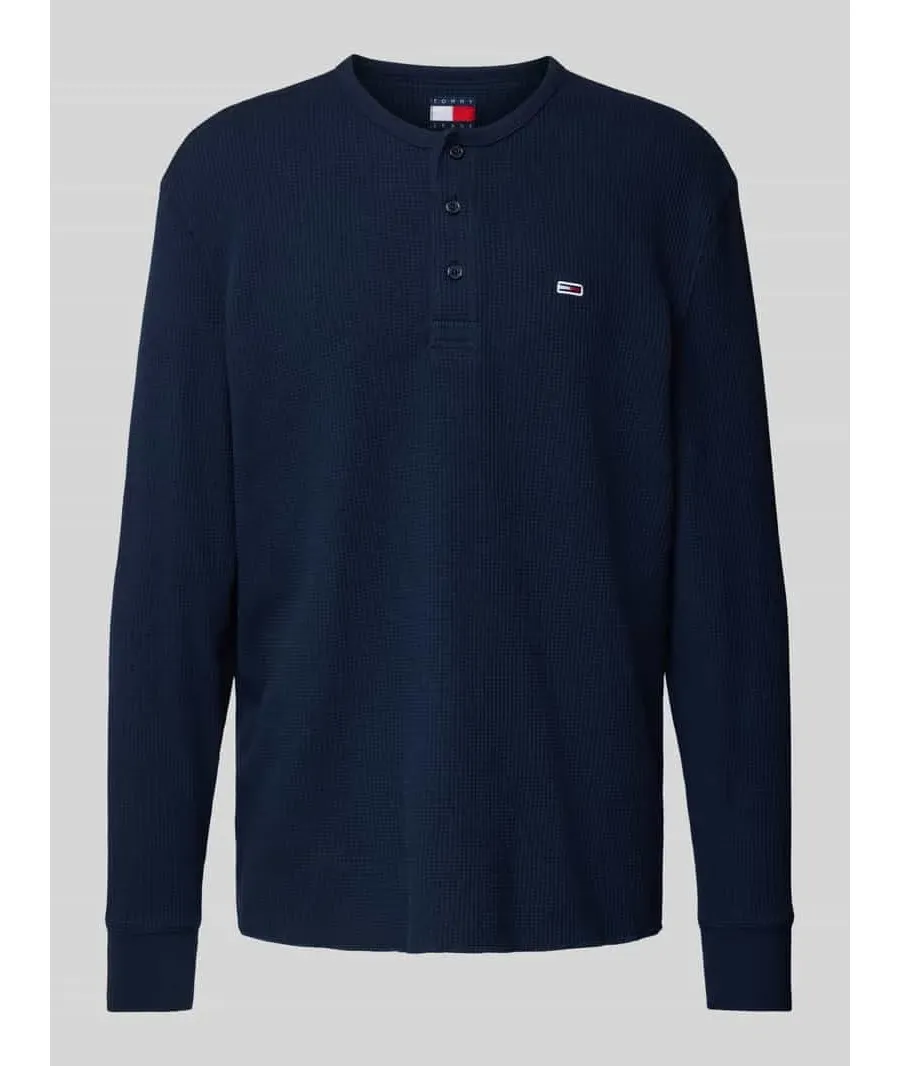 obrazek 1 Bluzka o kroju regular fit z długim rękawem i wyhaftowanym logo model ‘HENLEY’