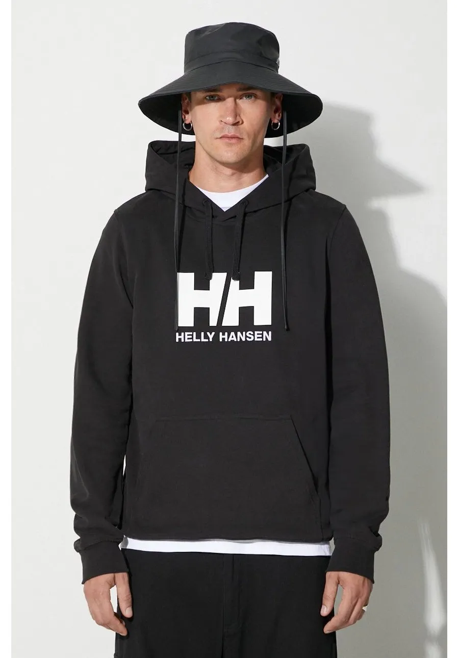 obrazek 1 Helly Hansen bluza bawełniana HH LOGO HOODIE męska kolor czarny z kapturem z aplikacją 33977