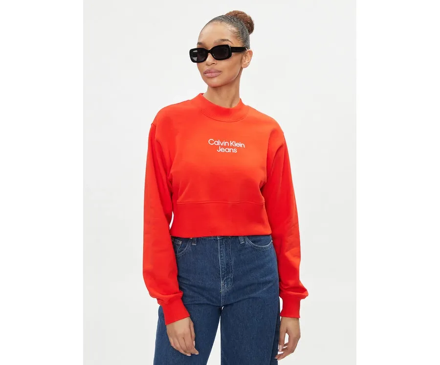 obrazek 1 Calvin Klein Jeans Bluza Stacked Institutional J20J221466 Czerwony Regular Fit