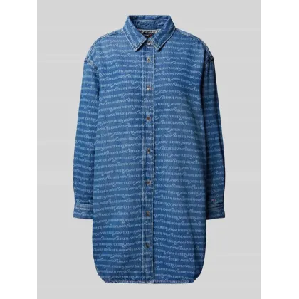 Zdjęcie Sukienka jeansowa o długości do kolan z wyhaftowanym logo