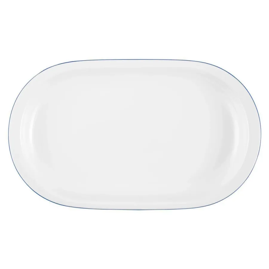 obrazek 1 Biały porcelanowy owalny talerz do serwowania zdobiony niebieską obwódką - Seltmann Weiden