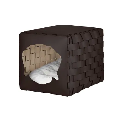 Zdjęcie Piękny skórzany domek dla psa 35x40x35 cm w kolorze czekoladowym