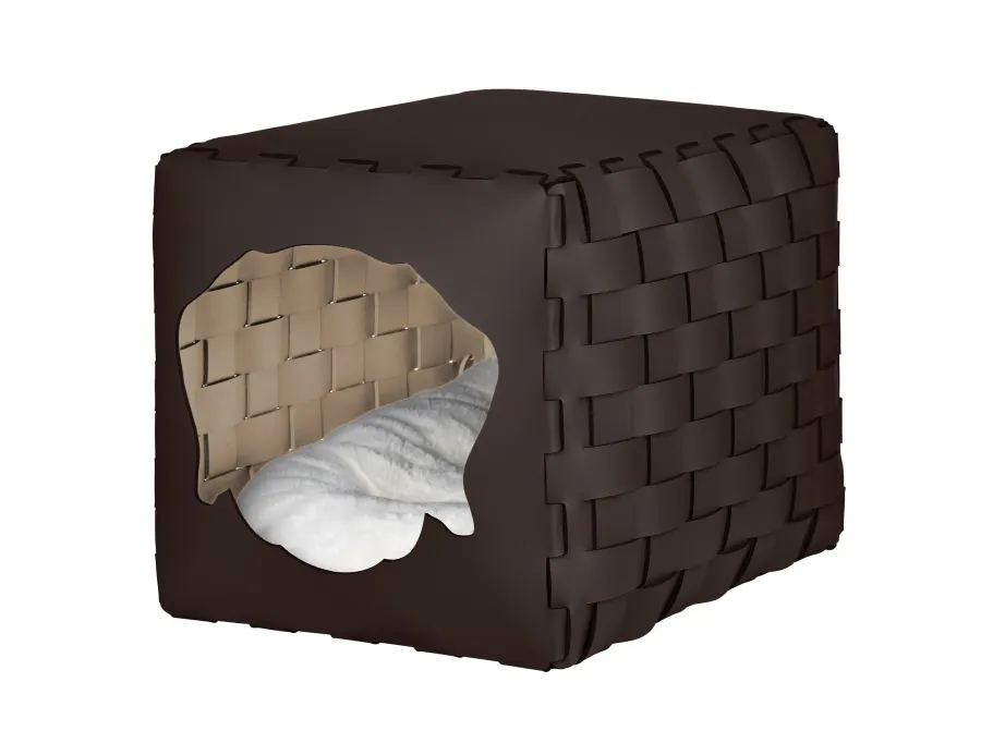 obrazek 1 Piękny skórzany domek dla psa 35x40x35 cm w kolorze czekoladowym