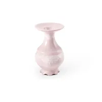 Zdjęcie Piękny porcelanowy świecznik w kolorze różowym z delikatnym zdobieniem – Leander
