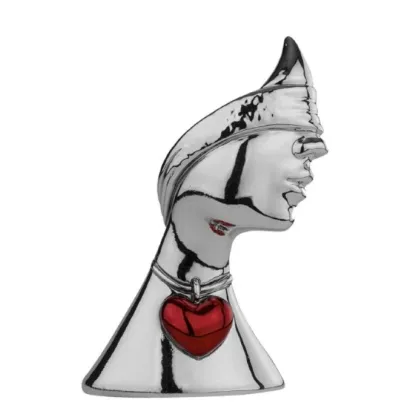 Picture A stylish amulet in the shape of a woman's head with a heart-shaped pendant