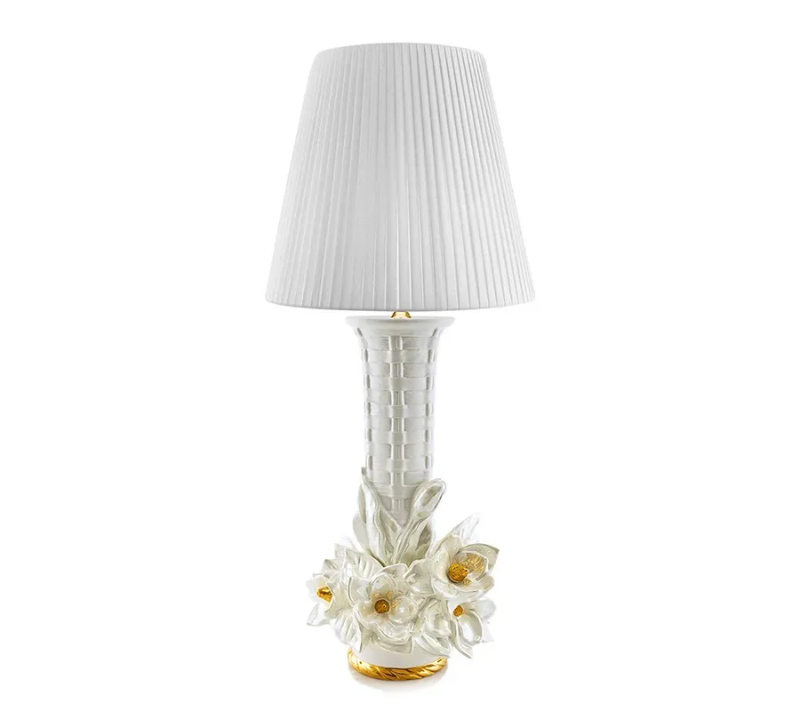 obrazek 1 Błyszcząca lampa dobiona złotem i kwiatami