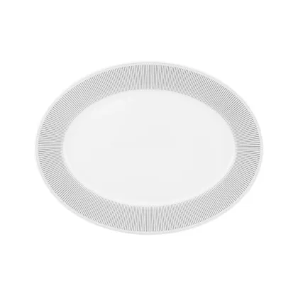 Zdjęcie Mały owalny talerz z porcelany Elegant z subtelnym szaro-czarnym motywem - Vista Alegre