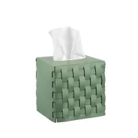 Picture Unique Bottega tissue box 12x12xH12 cm made of leather in the color of eucalyptus leaves