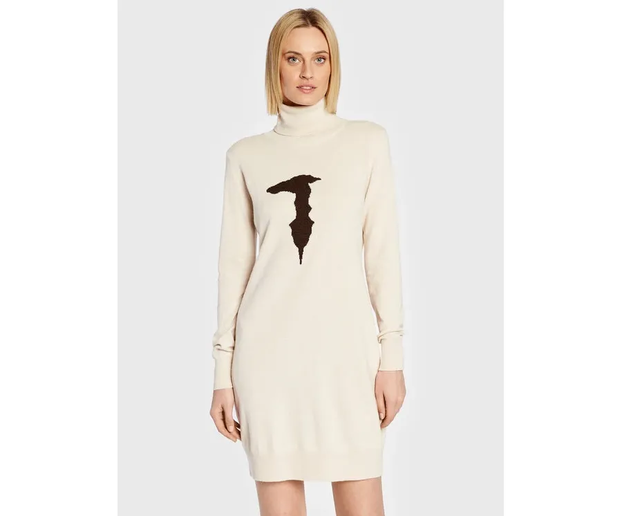 obrazek 1 Trussardi Sukienka dzianinowa 56D00654 Beżowy Regular Fit