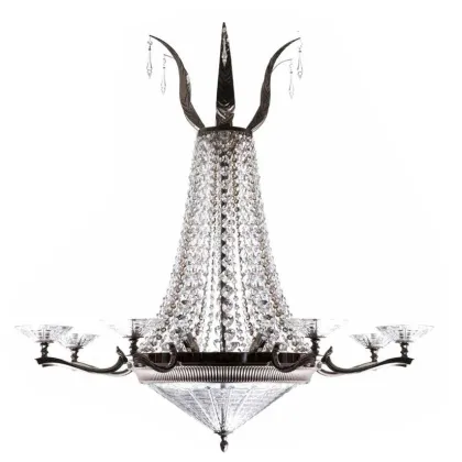Zdjęcie Żyrandol z ośmioma światłami w czarnym chromie z elementami Swarovskiego - Il Paralume Marina