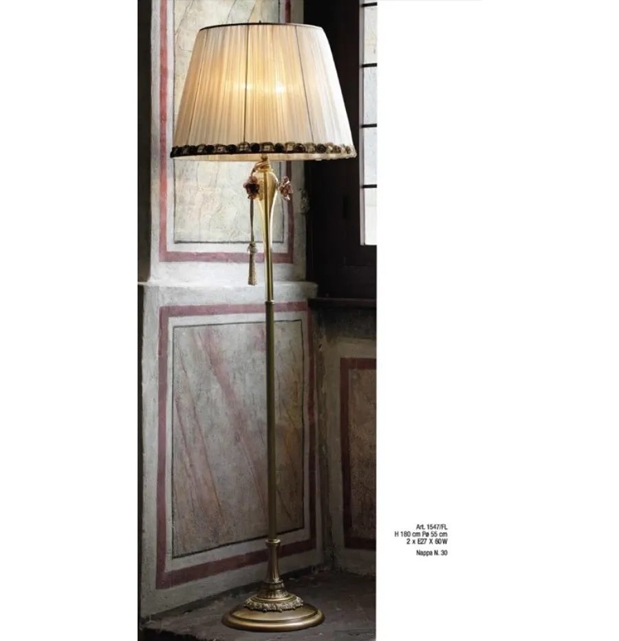 obrazek 1 Przezroczysta bursztynowa lampa podłogowa ze szkła Murano z ręcznie robionymi różami – Il Paralume Marina
