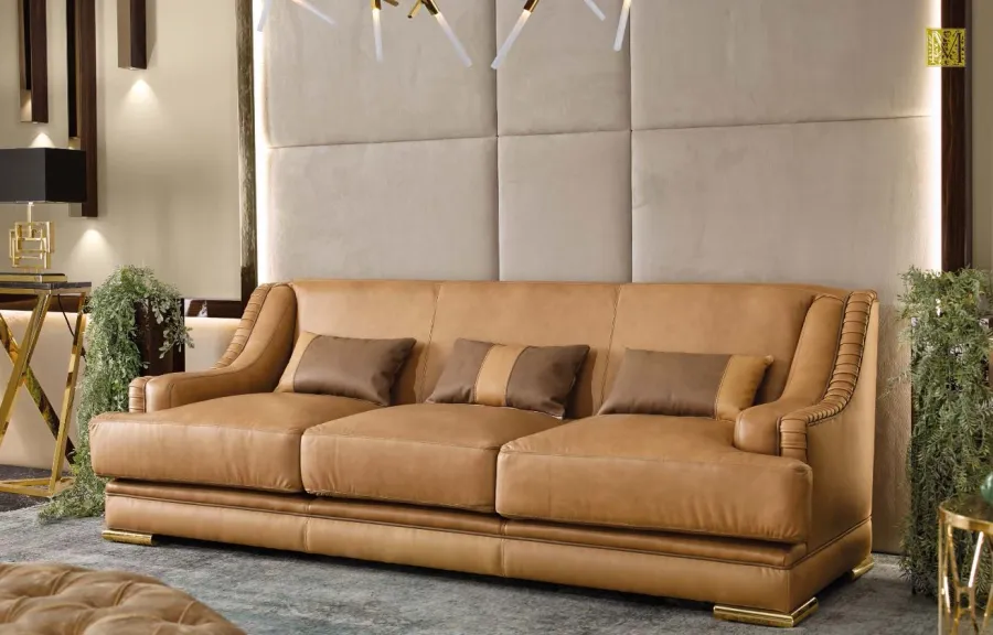 obrazek 1 Komfortowa skórzana 3-osobowa sofa Charlene