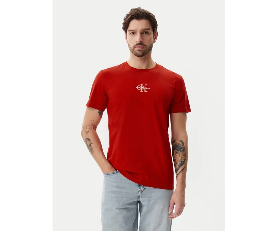 obrazek 1 Calvin Klein Jeans T-Shirt Monologo J30J325649 Czerwony Regular Fit