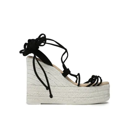 Zdjęcie Manebi Espadryle Lace-Up Wedge Espadrilles L 8.6 WA Czarny