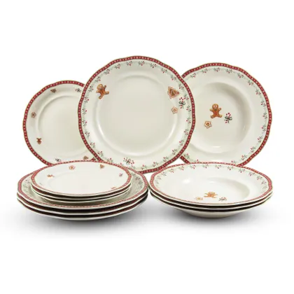 Zdjęcie 12-częściowy zestaw talerzy z porcelany z bożonarodzeniowej kolekcji – Leander