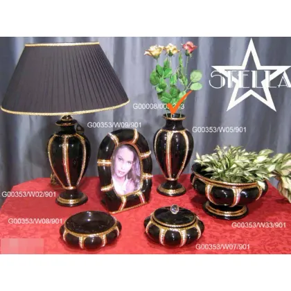 Picture Decorative black ceramic vase decorated with crystals