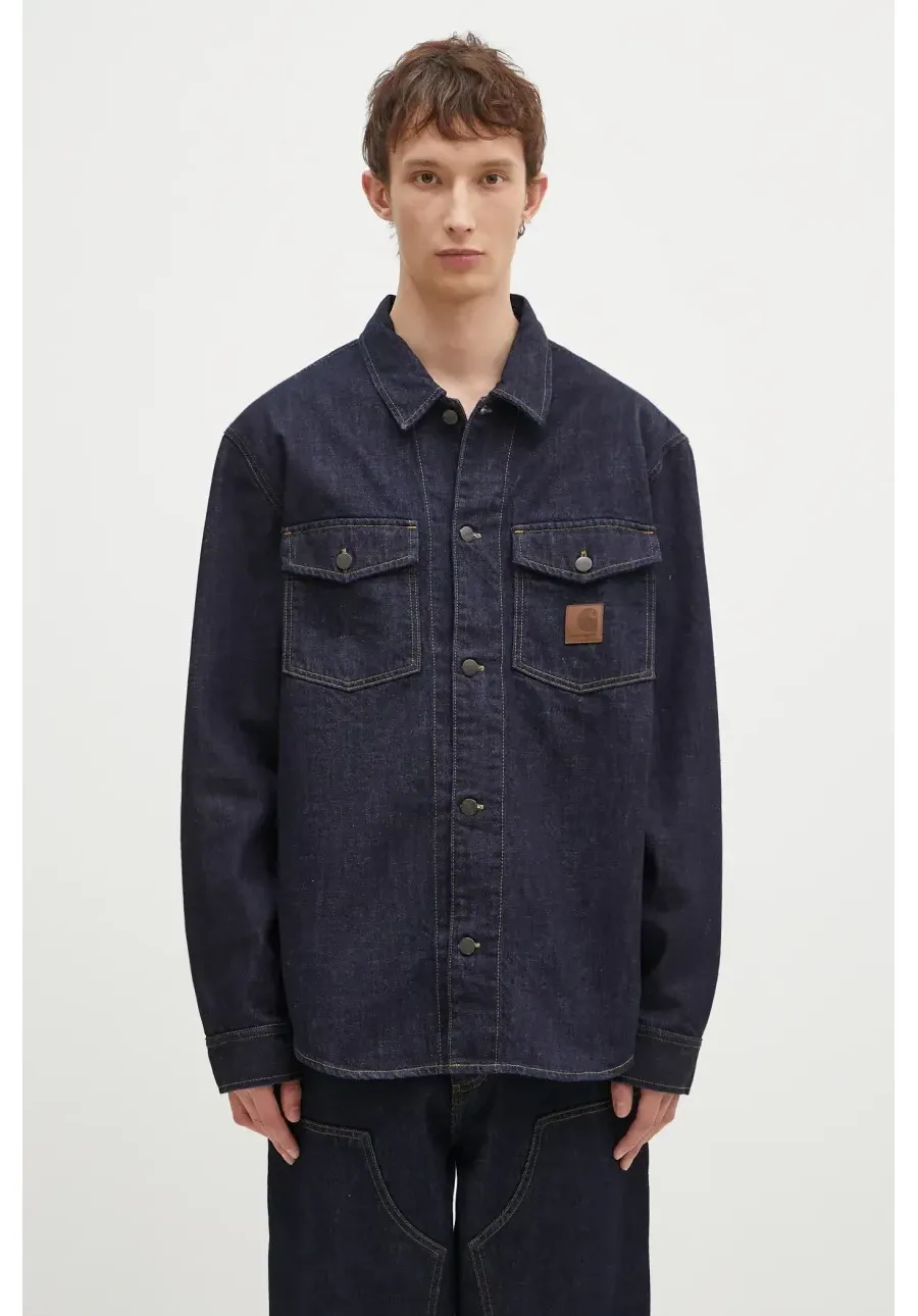 obrazek 1 Carhartt WIP kurtka jeansowa Lincoln męska kolor niebieski przejściowa oversize I034735.102