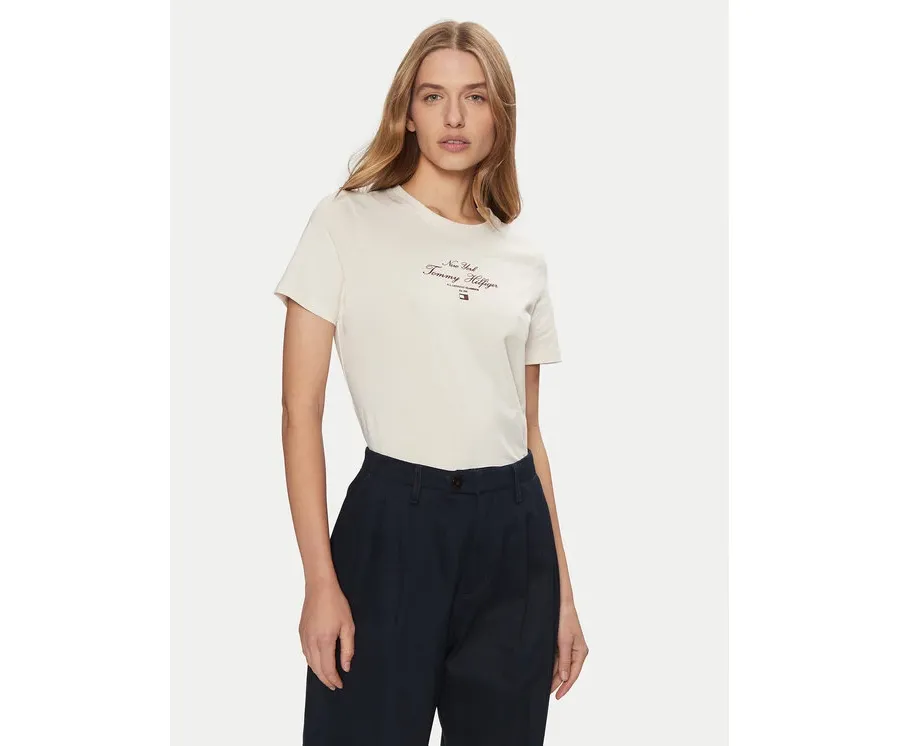 obrazek 1 Tommy Hilfiger T-Shirt WW0WW43895 Écru Regular Fit