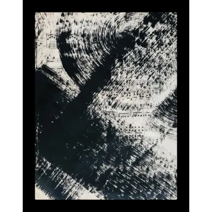 Zdjęcie Black no 23. Akryl na starych, archiwalnych nutach, 34 x 27 cm