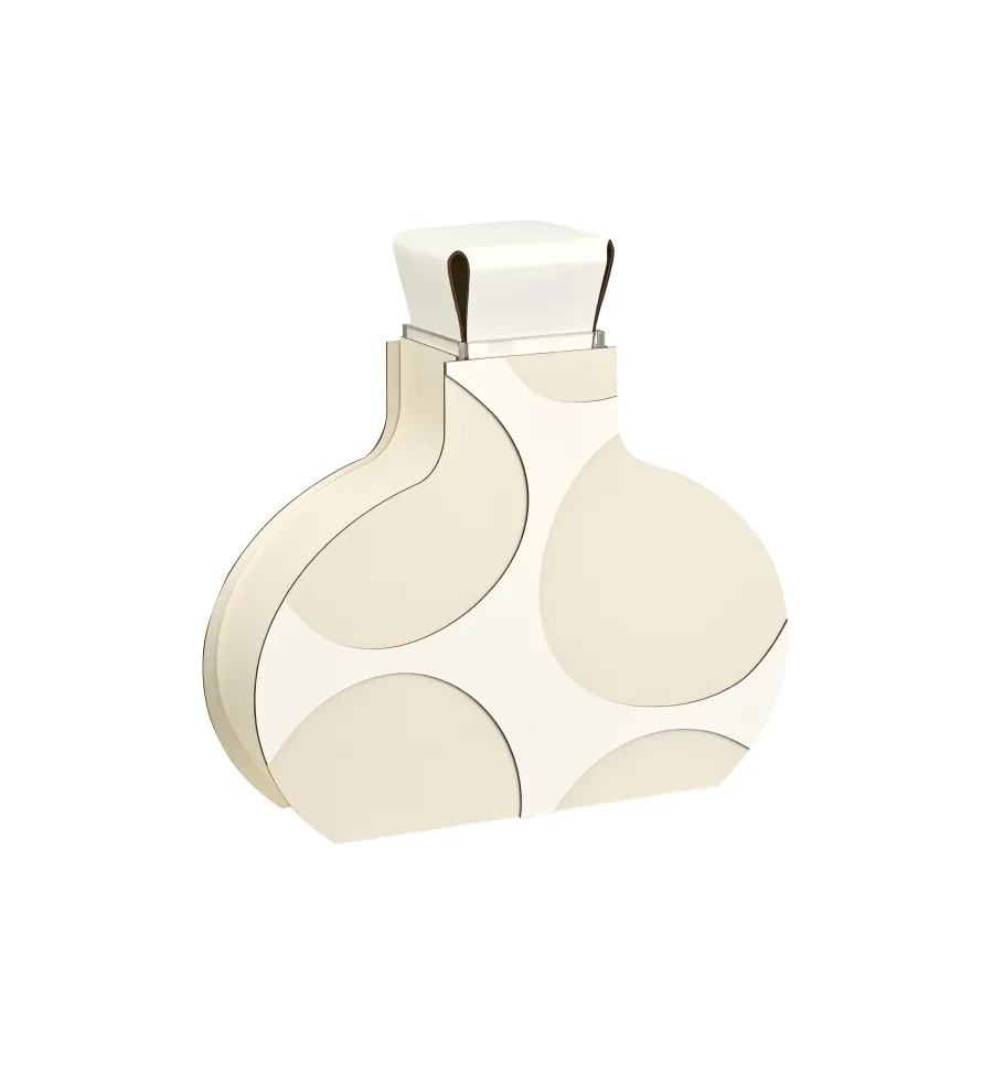 obrazek 2 Skórzany wazon Otto 9x37xH38 cm w kolorze kremowym i białym