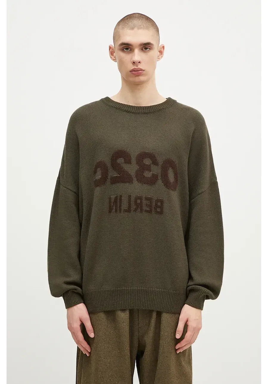 obrazek 1 032C sweter wełniany ''Selfie'' Sweater męski kolor zielony lekki F24-URK-1511-400