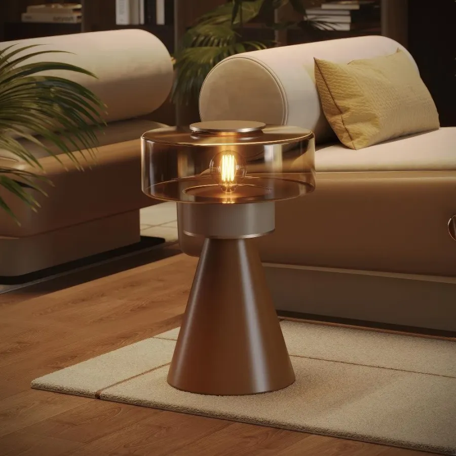 obrazek 3 Stolik kawowy z lampką w stylu vintage