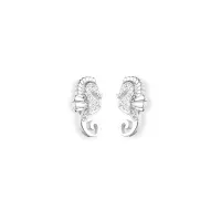 Picture Luxurious earrings in rhodium-plated silver with white zircons