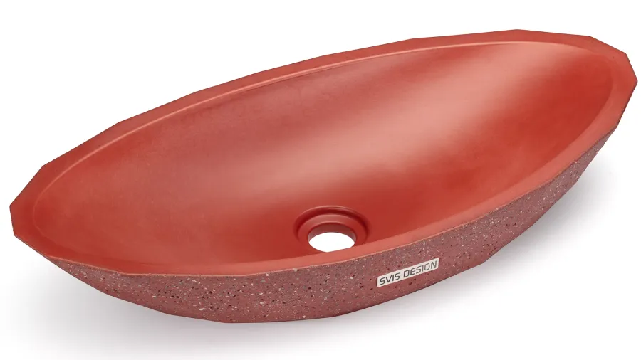 obrazek 2 Stylowa umywalka 60 cm DIAMOND SANDBLASTED – ceglasty, bez dekoru, bez lakieru