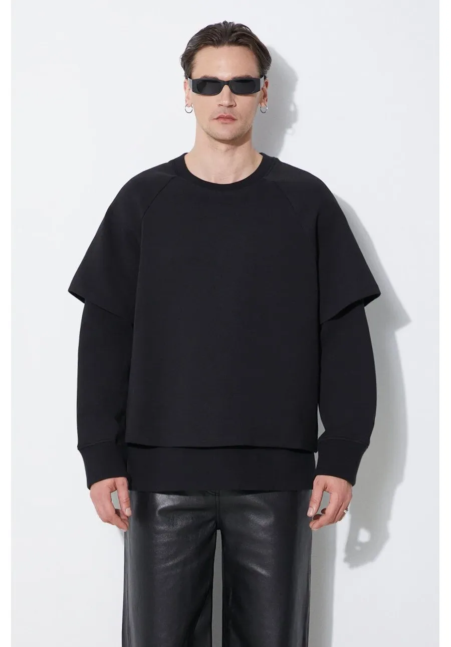 obrazek 1 Neil Barrett bluza Slim Dropped Shoulder Double Layer Sweatshirt męska kolor czarny gładka MY72251R-Y501-001N