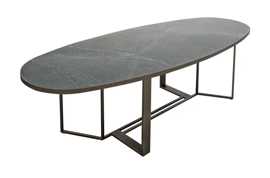obrazek 1 Luksusowy okrągły stół z ceramicnzym marmurowym blatem