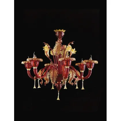 Zdjęcie Piękny włoski szklany żyrandol na 6 żarówek